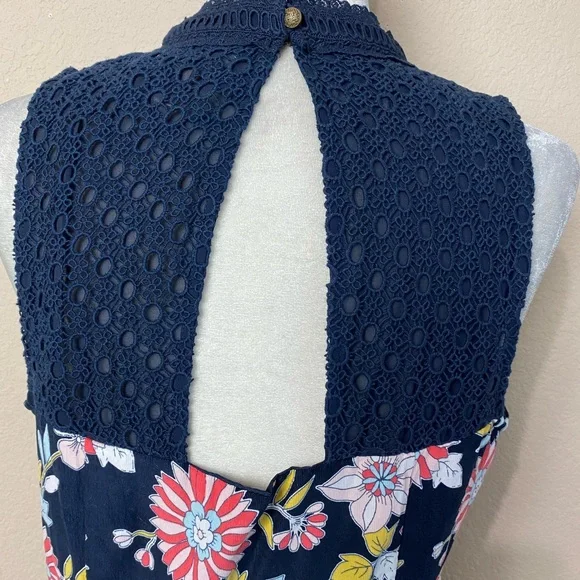 Moulinette Souers Ashbury Corduroy Fit & Flare Blue Floral Print Dress Size 10 - Picture 6 of 11